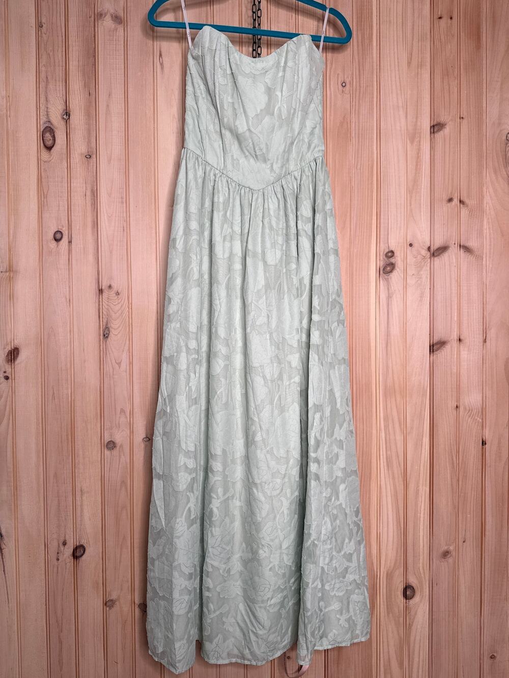 NWT Lulus Kalila Sage Floral Burnout Strapless Maxi Dress Small